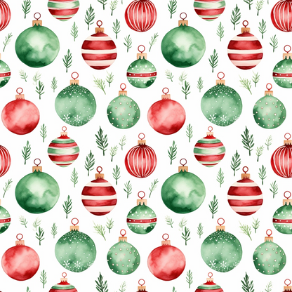 Red and Green Watercolor Christmas Pattern 2 Quilting Cotton Fabric