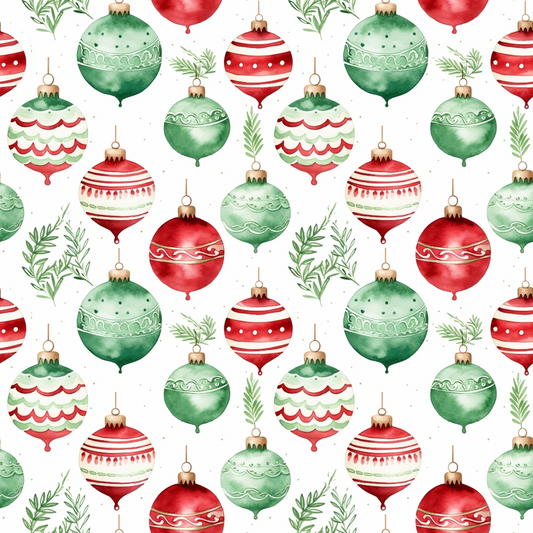 Red and Green Watercolor Christmas Pattern 3 Quilting Cotton Fabric