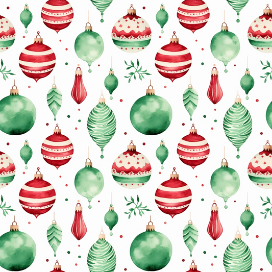 Red and Green Watercolor Christmas Pattern 4 Quilting Cotton Fabric