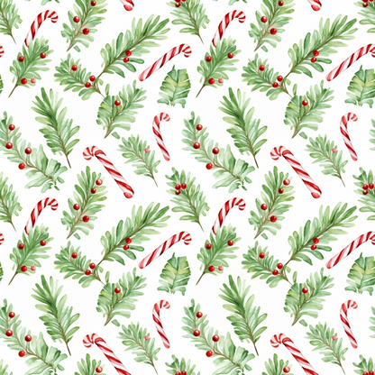 Red and Green Watercolor Christmas Pattern 6 Quilting Cotton Fabric