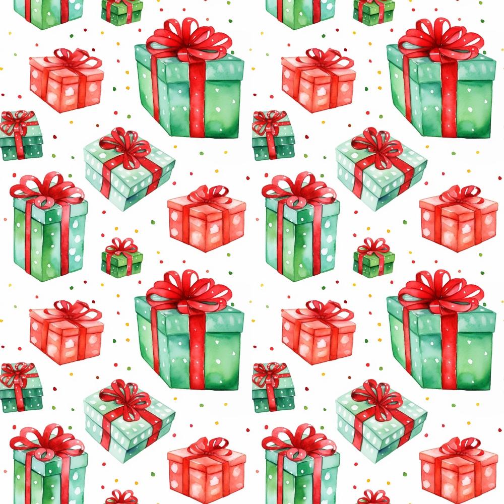 Red and Green Watercolor Christmas Pattern 11 Quilting Cotton Fabric