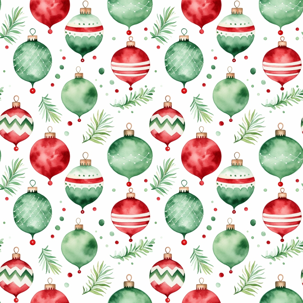 Red and Green Watercolor Christmas Pattern 12 Quilting Cotton Fabric