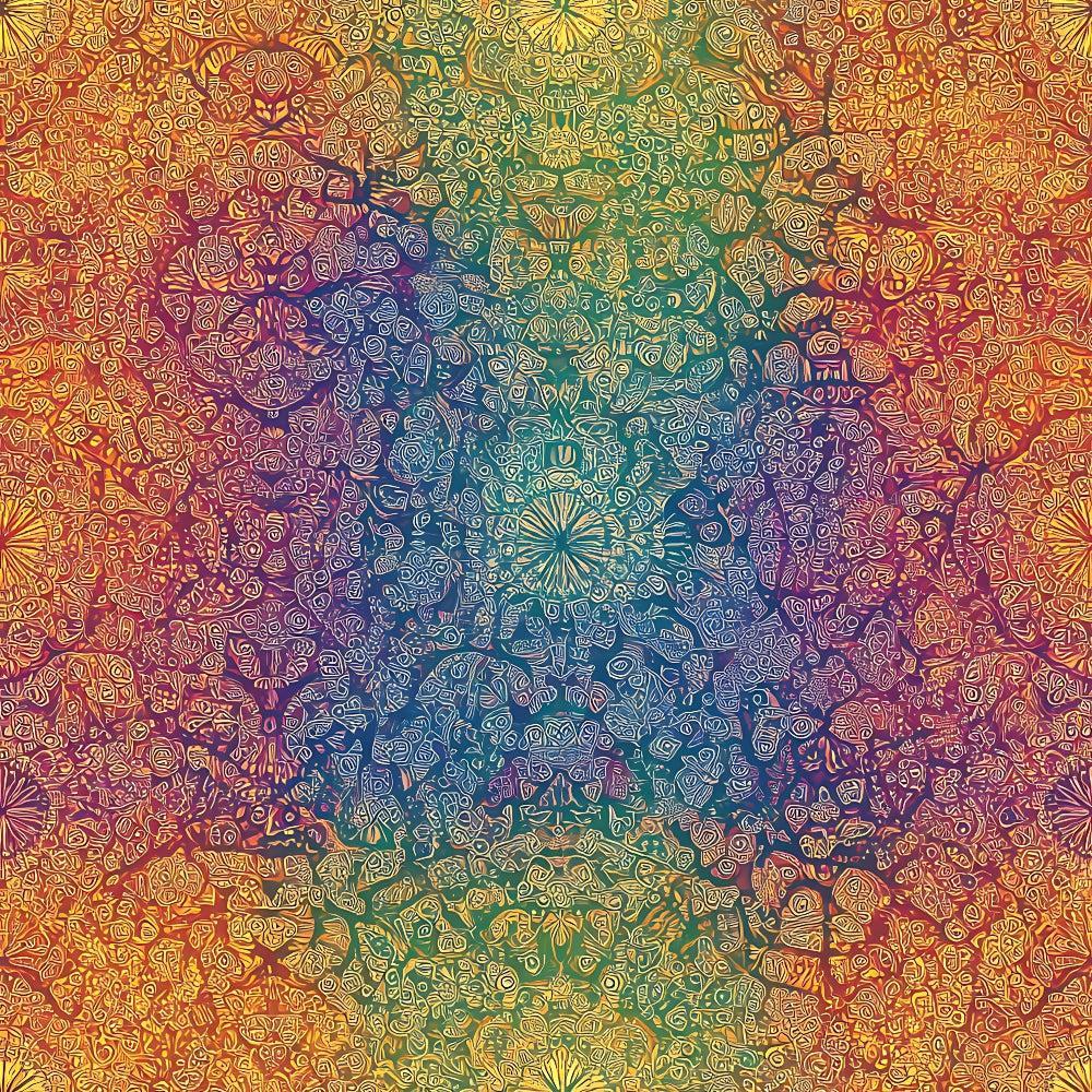 Rainbow Mandala Pattern 9 Quilting Cotton Fabric