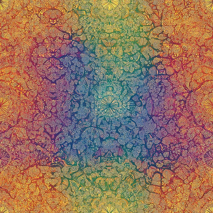 Rainbow Mandala Pattern 9 Quilting Cotton Fabric