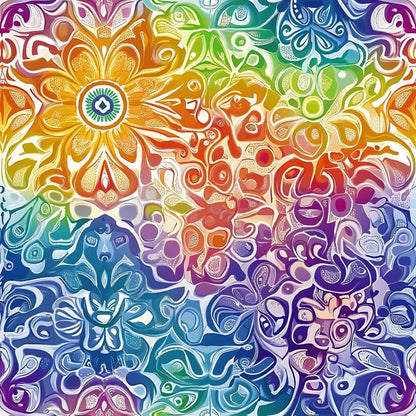 Rainbow Mandala Pattern 10 Quilting Cotton Fabric