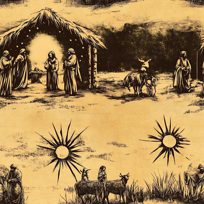 Vintage Nativity Scenes Pattern 20 Quilting Cotton Fabric