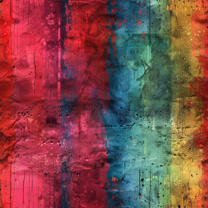 Rainbow Grunge Wall Pattern 12 Quilting Cotton Fabric