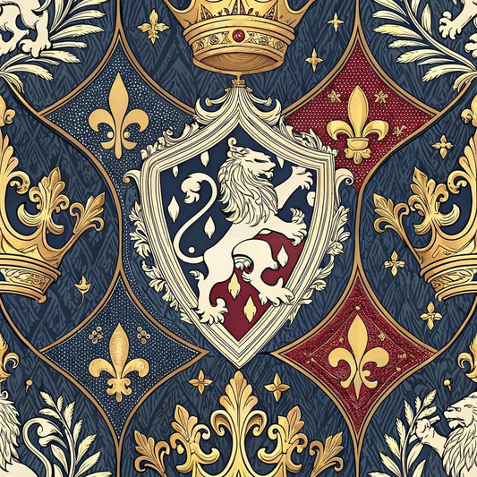 Regal Heraldic Motifs Pattern 6 Quilting Cotton Fabric