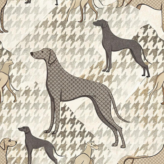 Neutral Houndstooth Pattern 9 Quilting Cotton Fabric