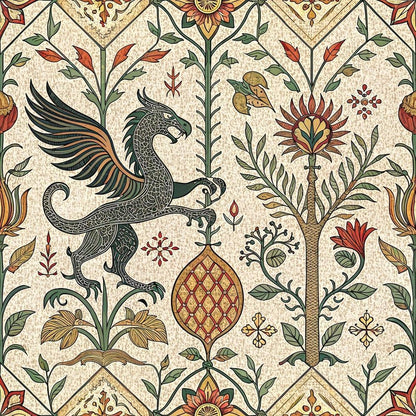 Medieval Tapestry Pattern 5 Quilting Cotton Fabric