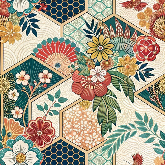 Japanese Kimono Pattern 4 Quilting Cotton Fabric