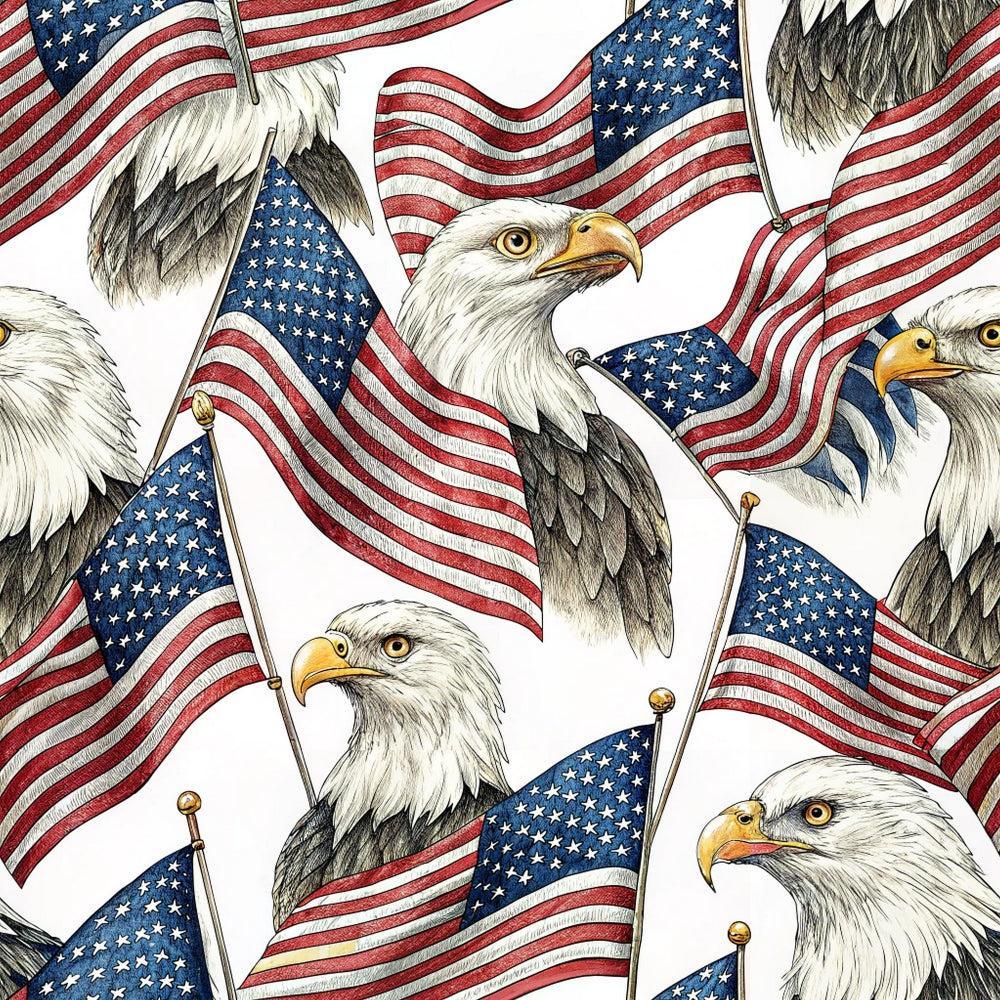 Bald Eagle Patriotic Pattern 3 Quilting Cotton Fabric