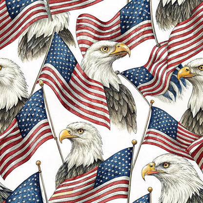 Bald Eagle Patriotic Pattern 3 Quilting Cotton Fabric