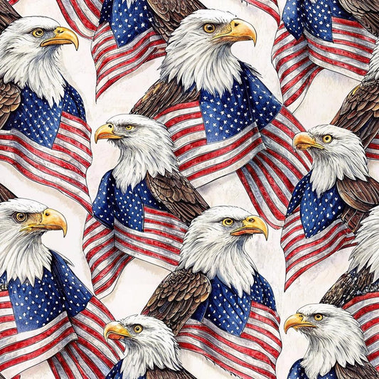Bald Eagle Patriotic Pattern 5 Quilting Cotton Fabric