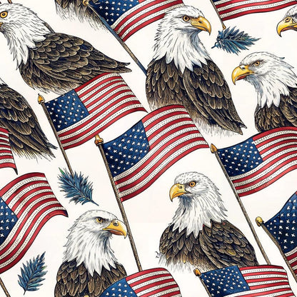 Bald Eagle Patriotic Pattern 6 Quilting Cotton Fabric