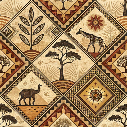 African Mud Cloth Line Art Pattern 1 Quilting Cotton Fabric