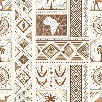 African Mud Cloth Line Art Pattern 2 Quilting Cotton Fabric