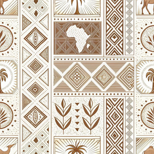 African Mud Cloth Line Art Pattern 2 Quilting Cotton Fabric
