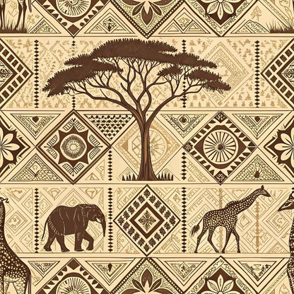 African Mud Cloth Line Art Pattern 3 Quilting Cotton Fabric
