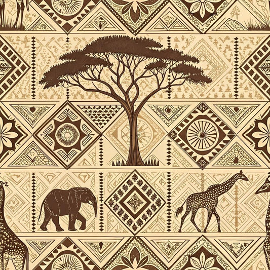 African Mud Cloth Line Art Pattern 3 Quilting Cotton Fabric