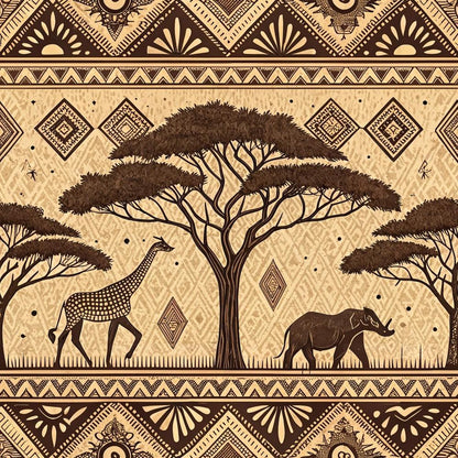 African Mud Cloth Line Art Pattern 6 Quilting Cotton Fabric