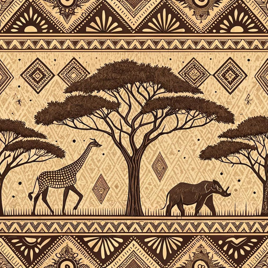 African Mud Cloth Line Art Pattern 6 Quilting Cotton Fabric
