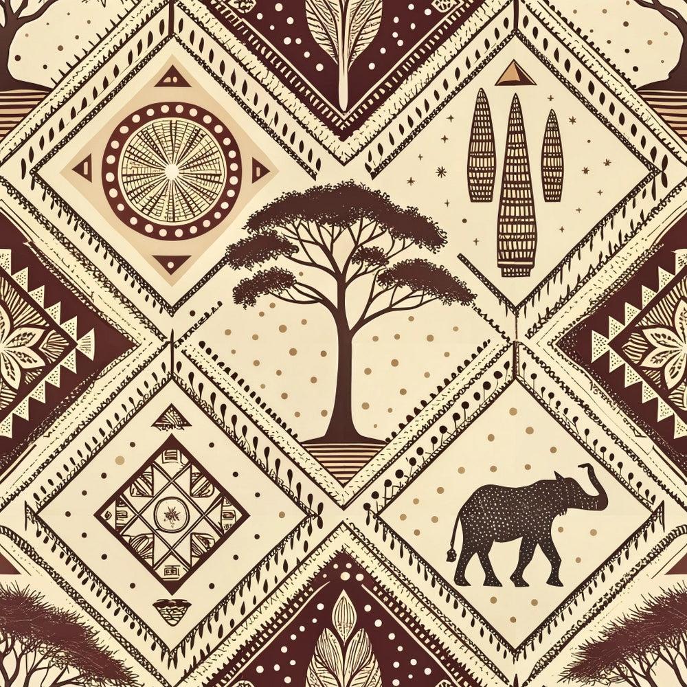 African Mud Cloth Line Art Pattern 8 Quilting Cotton Fabric