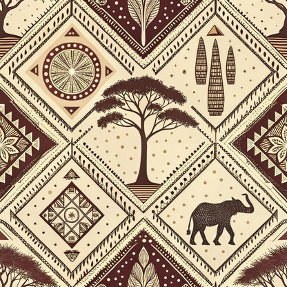 African Mud Cloth Line Art Pattern 8 Quilting Cotton Fabric