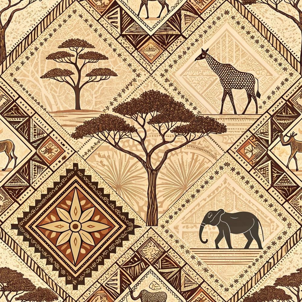 African Mud Cloth Line Art Pattern 9 Quilting Cotton Fabric