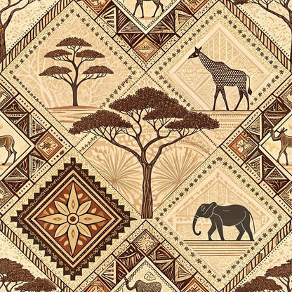 African Mud Cloth Line Art Pattern 9 Quilting Cotton Fabric