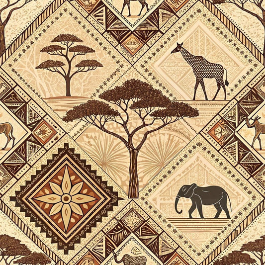 African Mud Cloth Line Art Pattern 9 Quilting Cotton Fabric