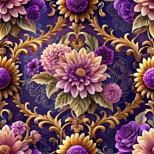 Baroque Florals Pattern 3 Quilting Cotton Fabric