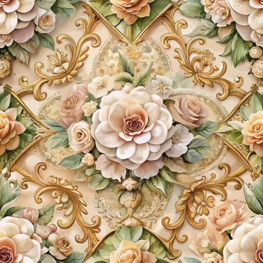 Baroque Florals Pattern 204 Quilting Cotton Fabric