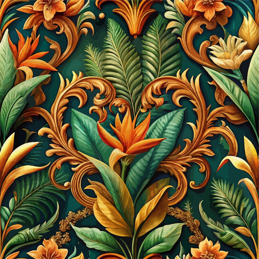 Baroque Florals Pattern 128 Quilting Cotton Fabric