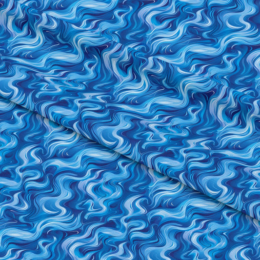 Blue Splash Fire Flame Pattern 8 Quilting Cotton Fabric