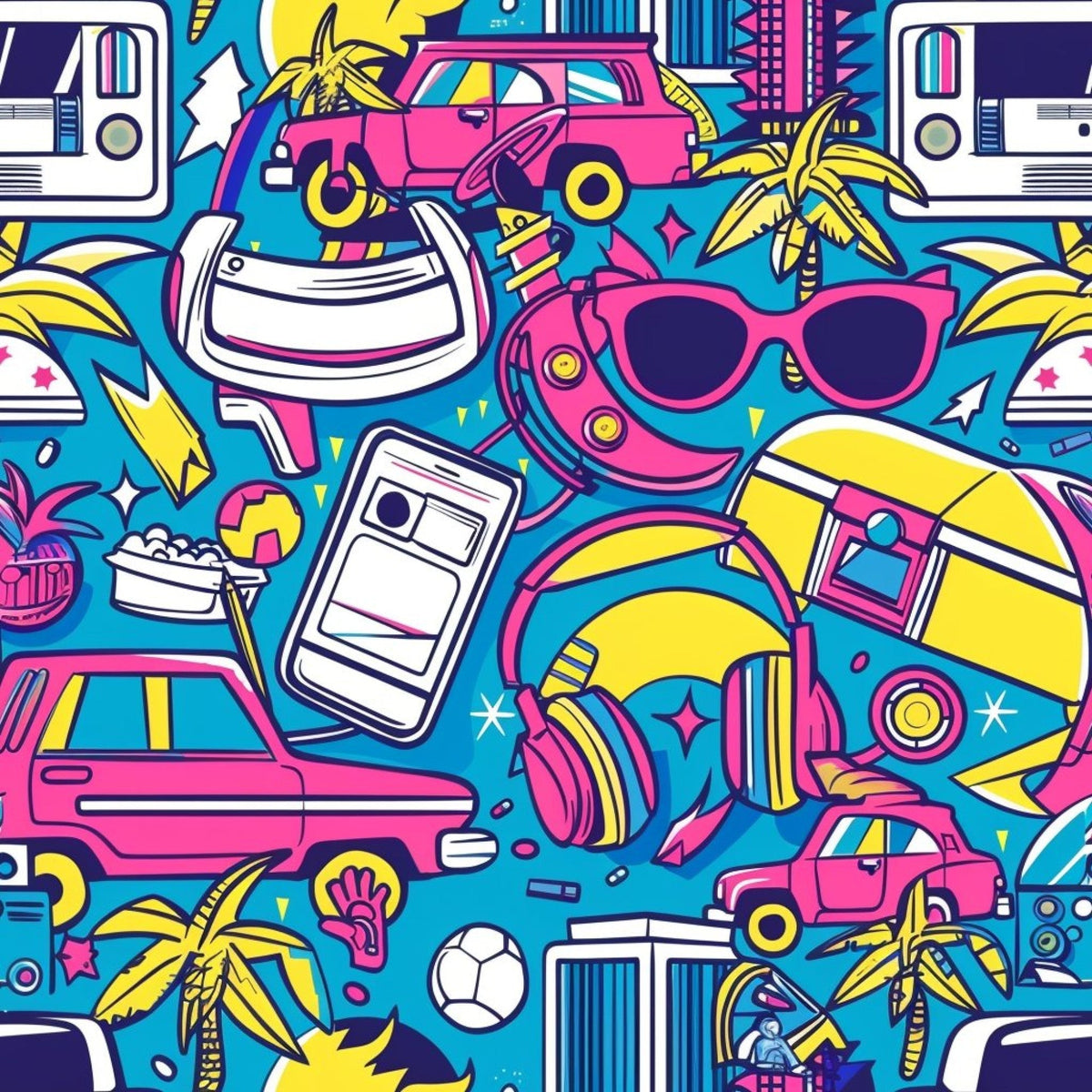 Neon Getaway Pattern 12 Minky Fabric