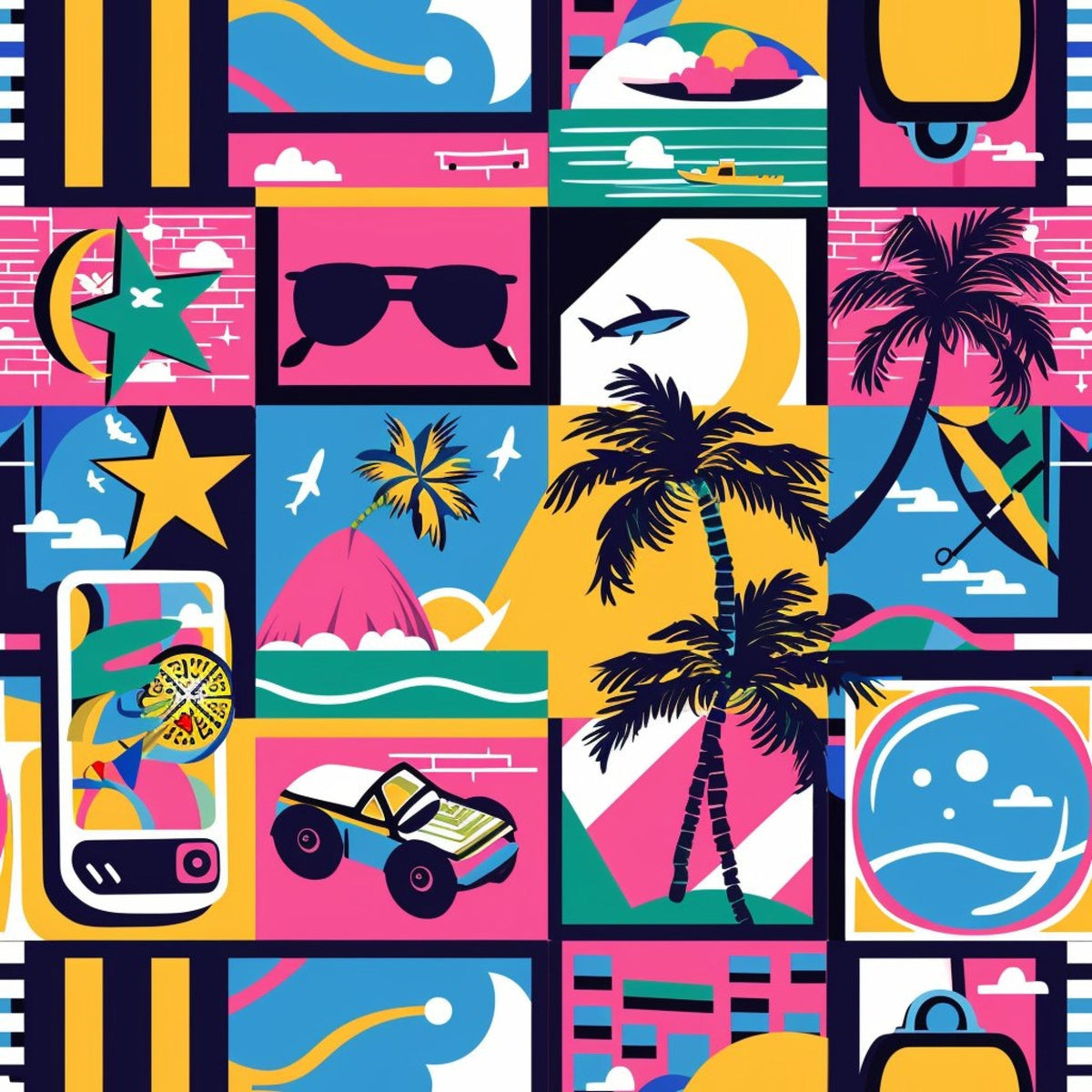 Neon Getaway Pattern 13 Minky Fabric