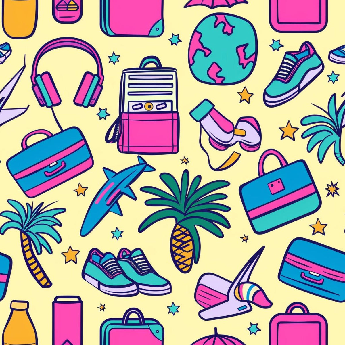 Neon Getaway Pattern 2 Minky Fabric