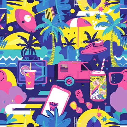 Neon Getaway Pattern 3 Minky Fabric