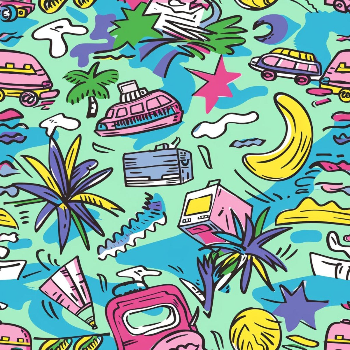 Neon Getaway Pattern 6 Minky Fabric