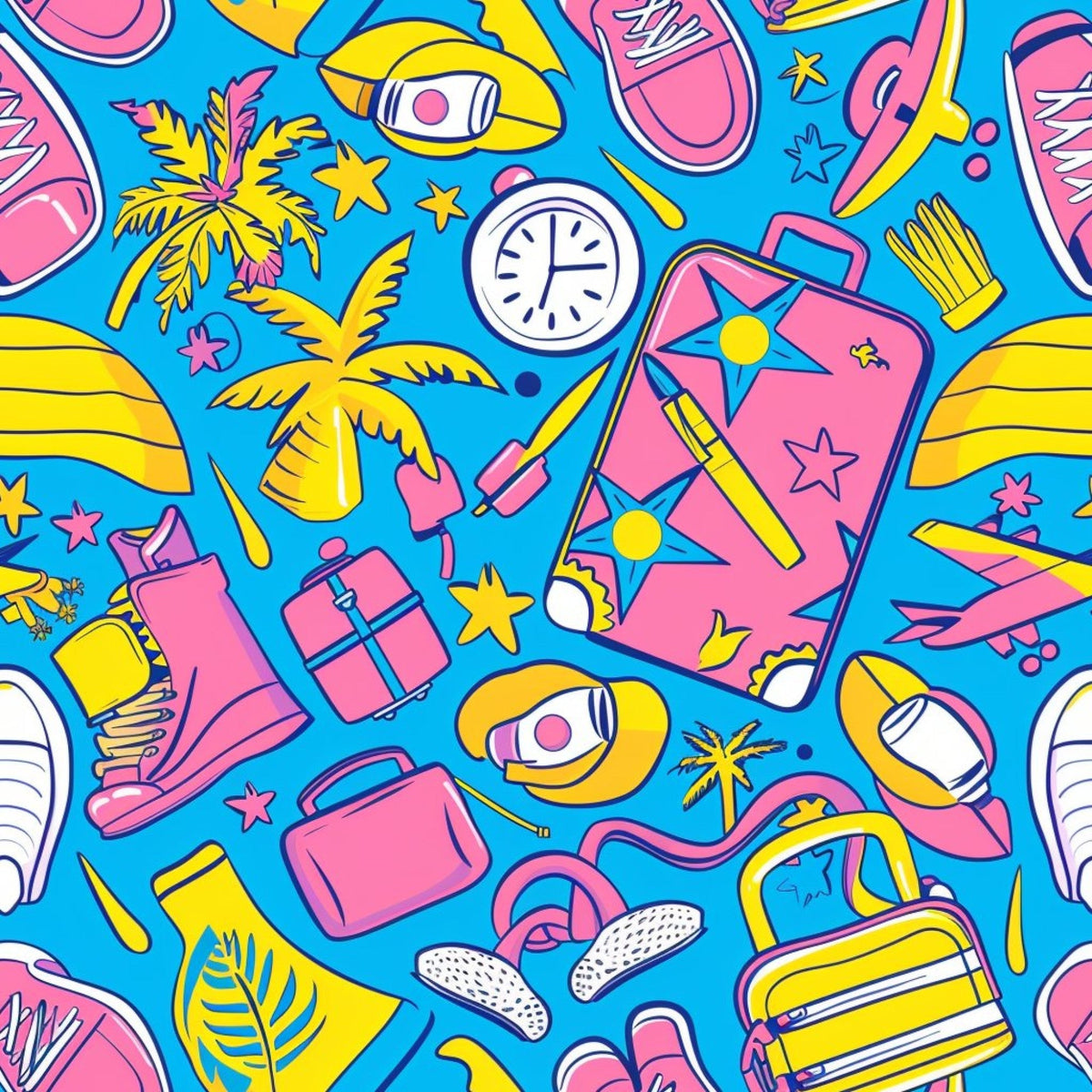 Neon Getaway Pattern 8 Minky Fabric