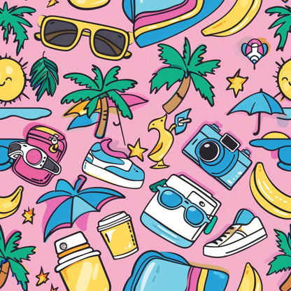 90s Travel Adventure Pattern 9 Quilting Cotton Fabric