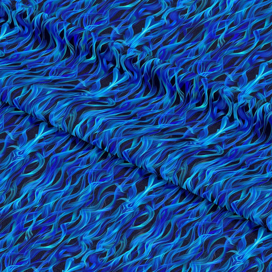Blue Splash Fire Flame Pattern 9 Quilting Cotton Fabric