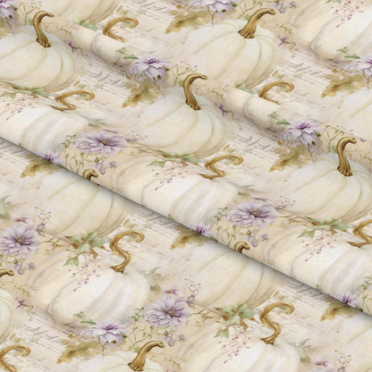 White Fall Pumpkins Pattern 14 Quilting Cotton Fabric