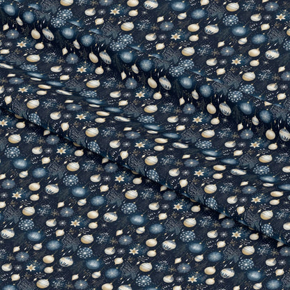 Navy and Cream Christmas Pattern 3 Quilting Cotton Fabric
