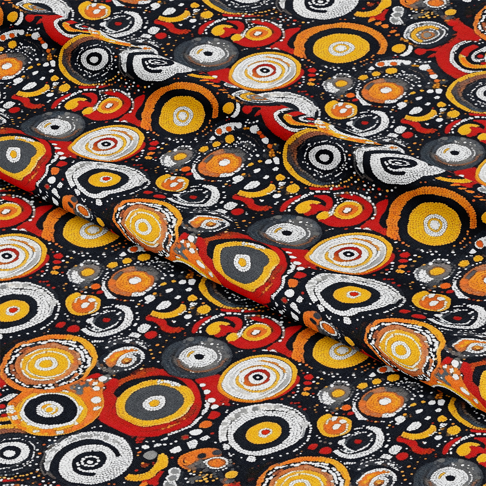Aboriginal Circles and Dots Pattern 11 Quilting Cotton Fabric