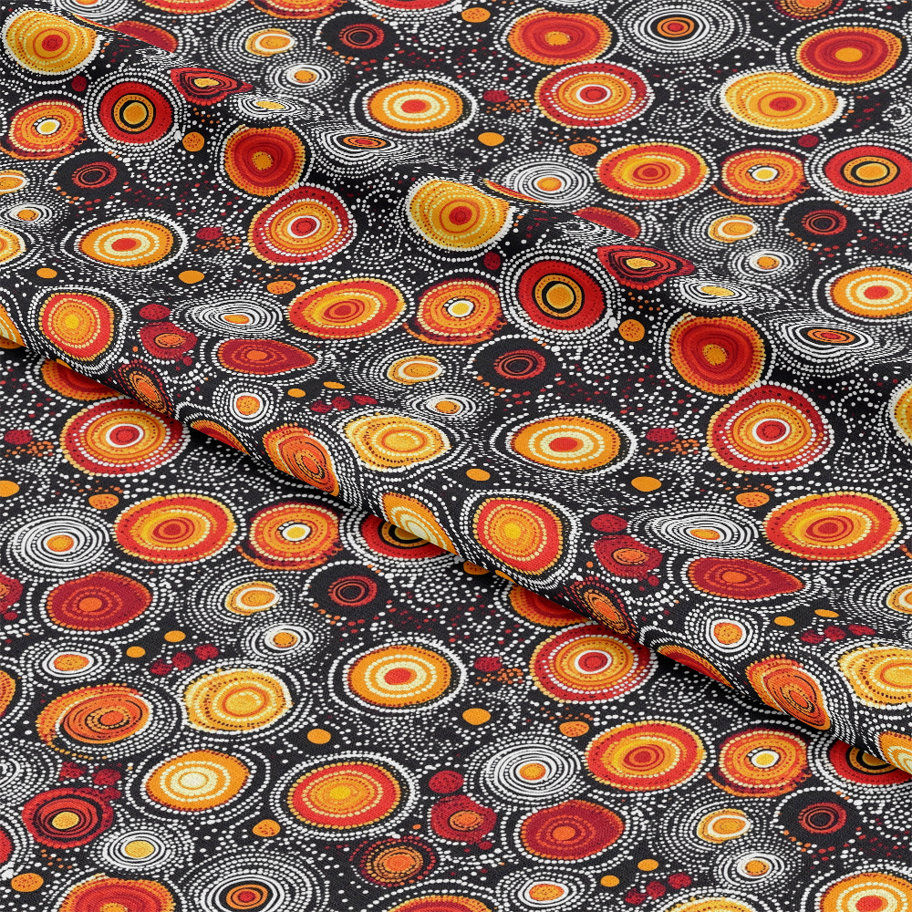 Aboriginal Circles and Dots Pattern 12 Quilting Cotton Fabric