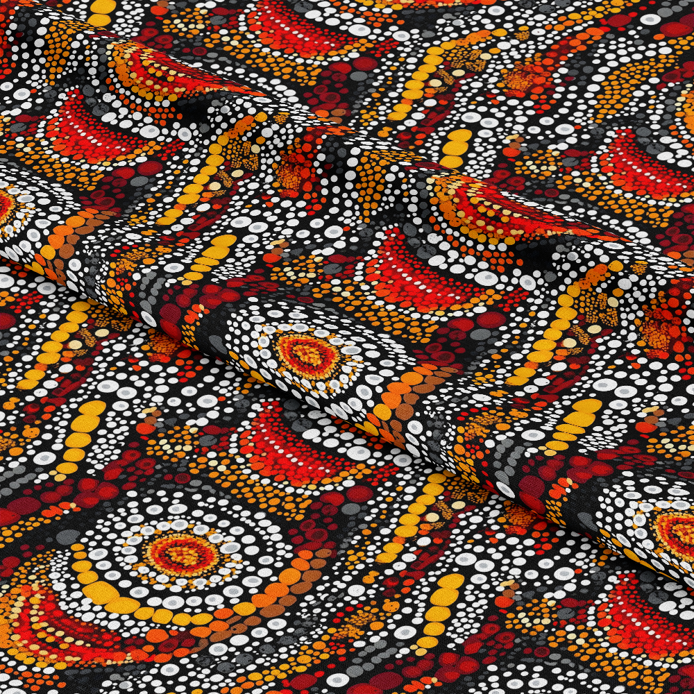 Aboriginal Circles and Dots Pattern 17 Quilting Cotton Fabric
