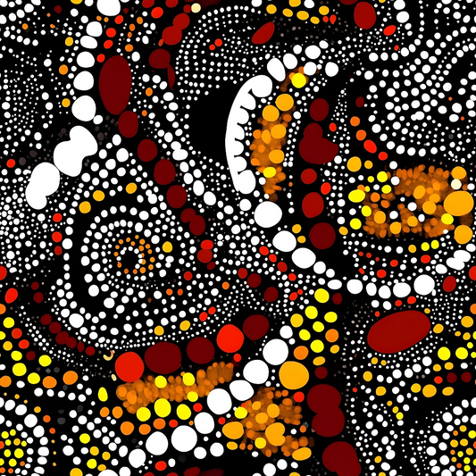 Aboriginal Circles and Dots Pattern 19 Quilting Cotton Fabric