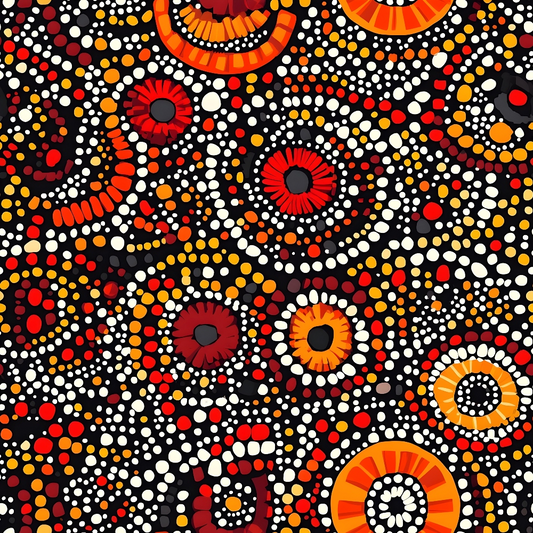 Aboriginal Circles and Dots Pattern 2 Quilting Cotton Fabric